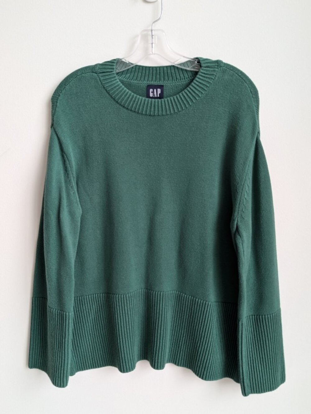 GAP Cotton Crewneck Sweater, Forest Green | Small
